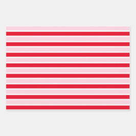 ピンクモダンレッドストライプクリスマス ラッピングペーパーシート