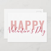 ピンクモダンレッドハッピーバレンタインデースクリプト シーズンポストカード (正面/裏面)