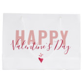ピンクモダンレッドハッピーバレンタインデースクリプト ラージペーパーバッグ (裏面)