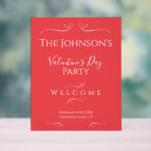 ピンクモダンレッドバレンタインデーパーティーへようこそ アクリルサイン (ニュートラル)