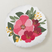 ピンクモダンレッドフローラ装飾用クッション ラウンドクッション (裏面)
