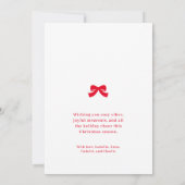 ピンクモダンレッドボウメリークリスマスホリデーカード シーズンカード (裏面)