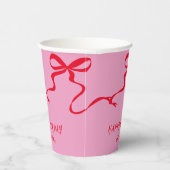 ピンクモダンレッドボウ大人パーソナライズされた誕生日 紙コップ (右)