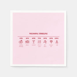 ピンクモダンレッドミニマルのタイムラ結婚イン詳細 スタンダードカクテルナプキン