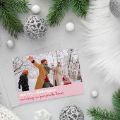 ピンクモダンレッドメリークリスマスワイド写真 シーズンカード