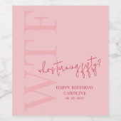 ピンクモダンレッド50誕生日 ワインラベル (シングルラベル)