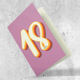 ピンクモダンレトログルーヴィ18位誕生日 カード