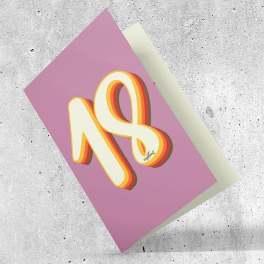 ピンクモダンレトログルーヴィ18位誕生日 カード