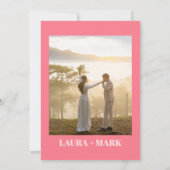 ピンクモダンレトロシック結婚フォト 招待状 (裏面)