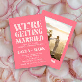 ピンクモダンレトロシック結婚フォト 招待状