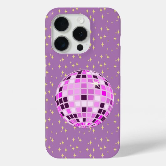 ピンクモダンレトロディスコボールパープル Case-Mate iPhoneケース (裏面)