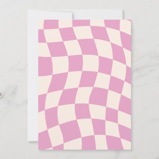 ピンクモダンレトロメリーと明るい |フォトカード1 招待状 (裏面)