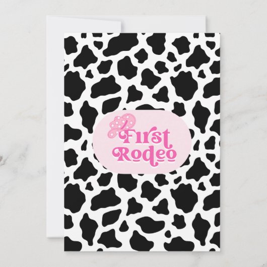 ピンクモダンレトロ女性のカーボーイファーストRodeo一歳 招待状 (裏面)