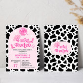 ピンクモダンレトロ女性のカーボーイファーストRodeo一歳 招待状