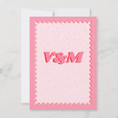 ピンクモダンレトロ結婚式招待状 招待状 (裏面)