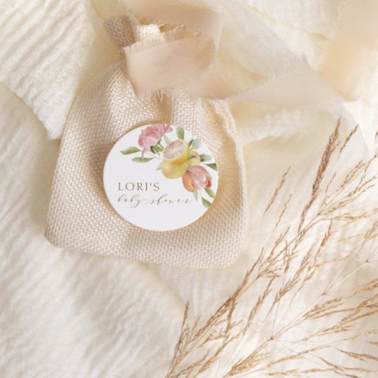 ピンクモダンレモネード夏のベビーシャワー ラウンドシール