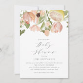 ピンクモダンレモネード春サマーベビーシャワー 招待状 (正面)