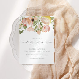 ピンクモダンレモネード春ベビーシャワー 招待状