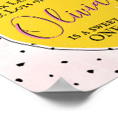 ピンクモダンレモネード1stバースデーウェルカム ポスター (角)