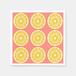 ピンクモダンレモネード&イエロー スタンダードカクテルナプキン
