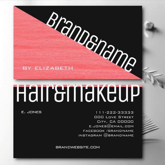 ピンクモダンロゼブラックトライアングル2色 名刺