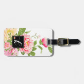 ピンクモダンローズウォーターカラーイラストレーション ラゲッジタグ (正面横)