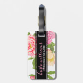 ピンクモダンローズウォーターカラーイラストレーション ラゲッジタグ (裏面縦)