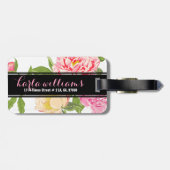 ピンクモダンローズウォーターカラーイラストレーション ラゲッジタグ (裏面横)