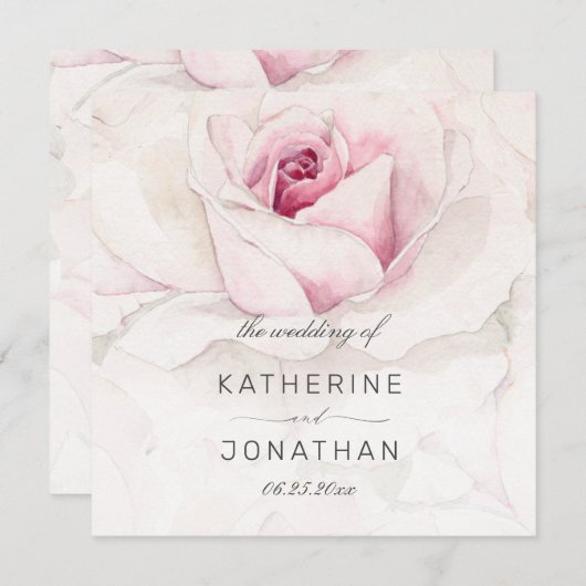 ピンクモダンローズウォーターフローラ結婚式 プログラム (正面/裏面)