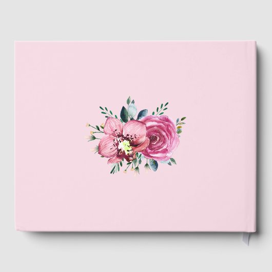 ピンクモダンローズオーキッドフローラウォーター結婚カラー ゲストブック (裏面)