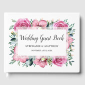 ピンクモダンローズオーキッドフローラウォーター結婚カラー ゲストブック (正面)