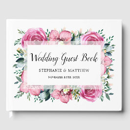 ピンクモダンローズオーキッドフローラウォーター結婚カラー ゲストブック