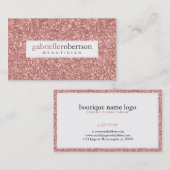 ピンクモダンローズグリッターテクスチャ白アクセント 名刺 (正面/裏面)