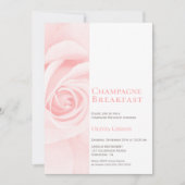 ピンクモダンローズシャンパンブレックファーストブライダルシャワー 招待状 (正面)