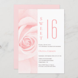 ピンクモダンローズスウィート16バースデーパーティー 招待状