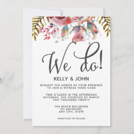 ピンクモダンローズフローラウィドゥ結婚式招待状 招待状