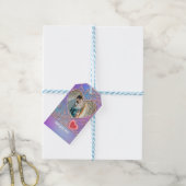 ピンクモダンローズフローラハートロマンチックなバレンタイン ギフトタグ (より糸付き)