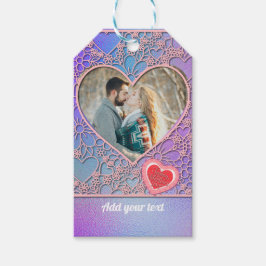 ピンクモダンローズフローラハートロマンチックなバレンタイン ギフトタグ