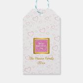 ピンクモダンローズフローラハートロマンチックなバレンタイン ギフトタグ (裏面)