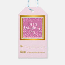 ピンクモダンローズフローラハートロマンチックなバレンタイン ギフトタグ