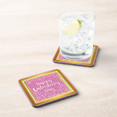 ピンクモダンローズフローラハートロマンチックなバレンタイン コースター (右側)