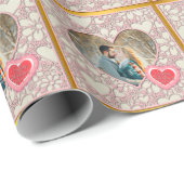 ピンクモダンローズフローラハートロマンチックなバレンタイン ラッピングペーパー (ロールコーナー)