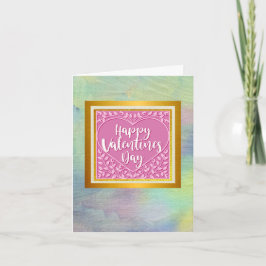 ピンクモダンローズフローラハートロマンチックなバレンタイン 招待状