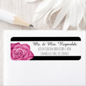 ピンクモダンローズブラック&ホワイトストライプのカスタム ラベル (インサイチュ)