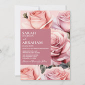 ピンクモダンローズ結婚式招待状 招待状 (正面)