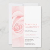 ピンクモダンローズ誕生日パーティー 招待状 (正面)