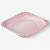 ピンクモダンローズ金ゴールドグリッタートレンディーカエレガントラー ペーパープレート (傾斜あり)