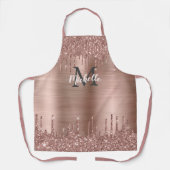 ピンクモダンローズ金ゴールドグリッタードライパーソナライズされたプ エプロン (正面)