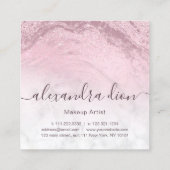 ピンクモダンローズ金ゴールドグリッター大理石メイクアップアーティスト スクエア名刺 (裏面)