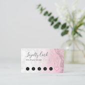 ピンクモダンローズ金ゴールドグリッター大理石メイクアップアーティスト ロイヤリティカード (スタンド正面)